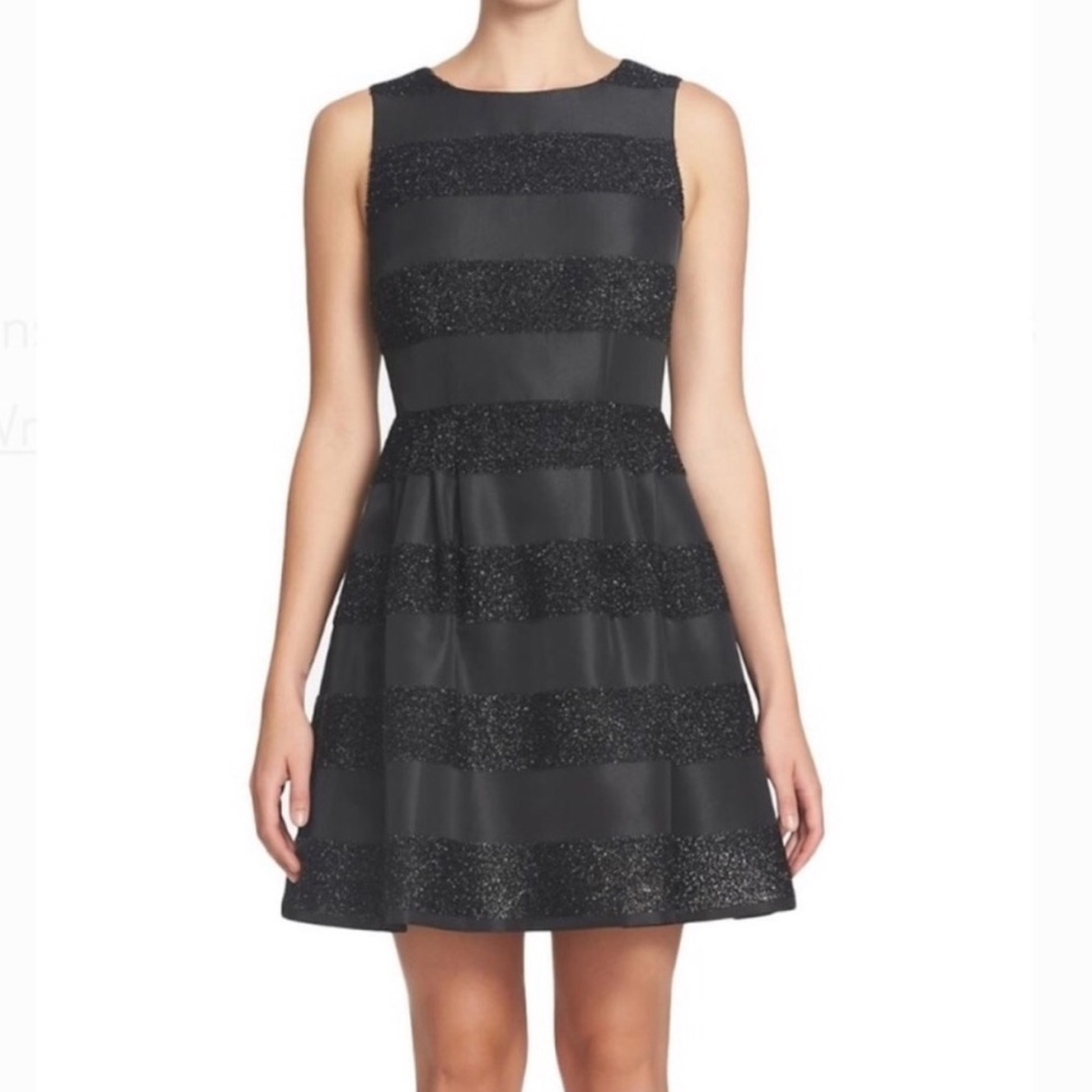 CeCe Black Sparkly Pleated Dress